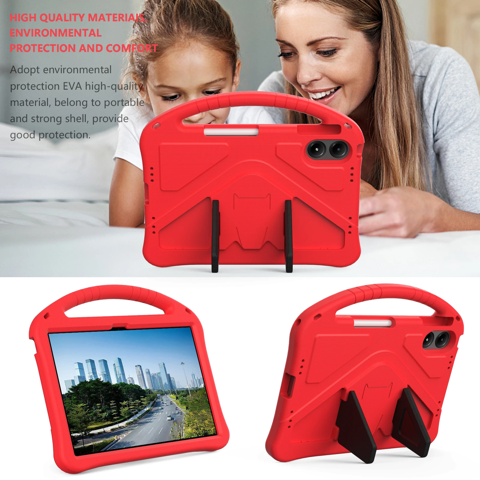 Kids Shockproof EVA Case with Foldable Kickstand and Hand Holder