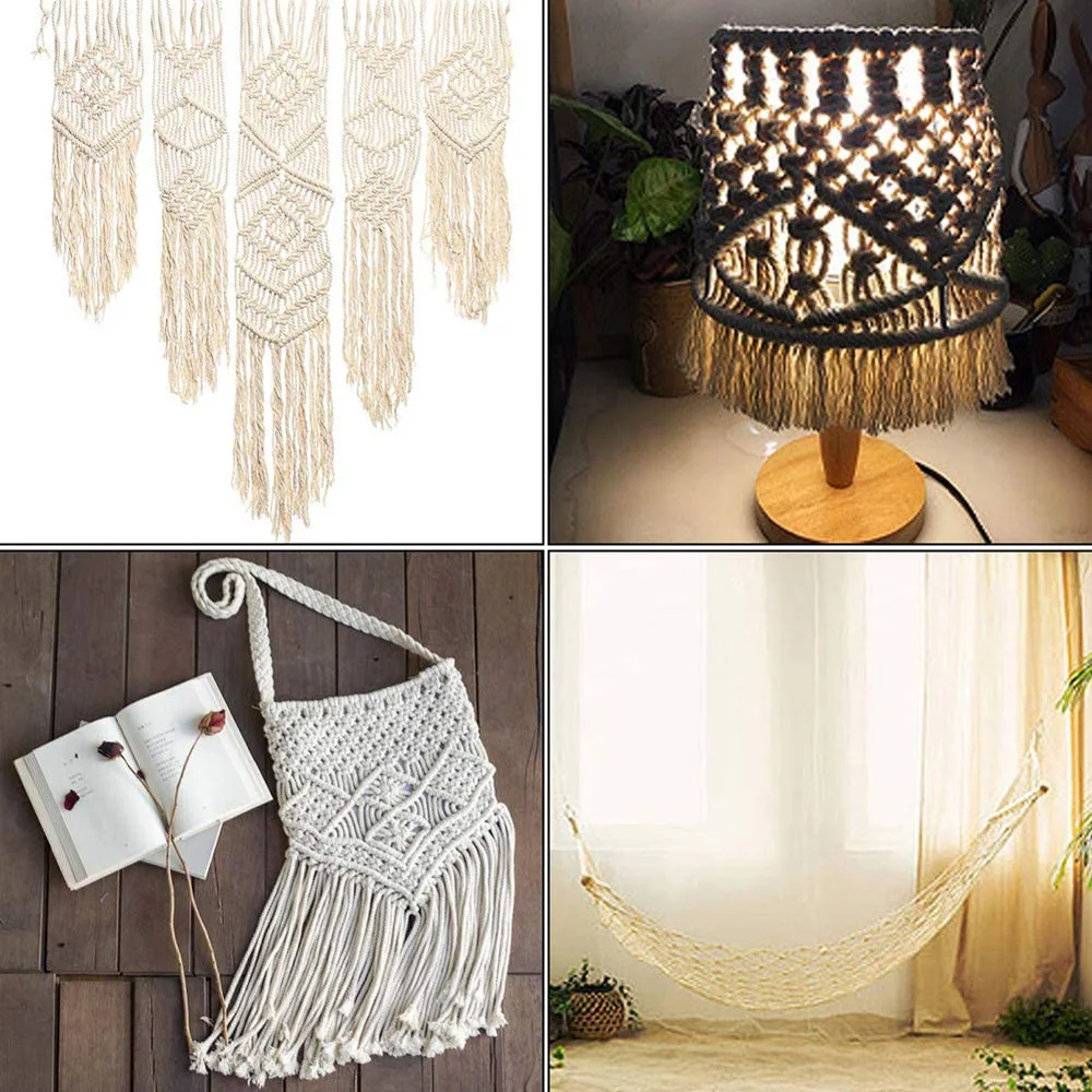 Macrame Cotton Cord Natural Cotton Rope Twisted Soft Cord String DIY Wall Hanging Plant Hangers Craft Knitting Craft macrame cord,cotton rope
