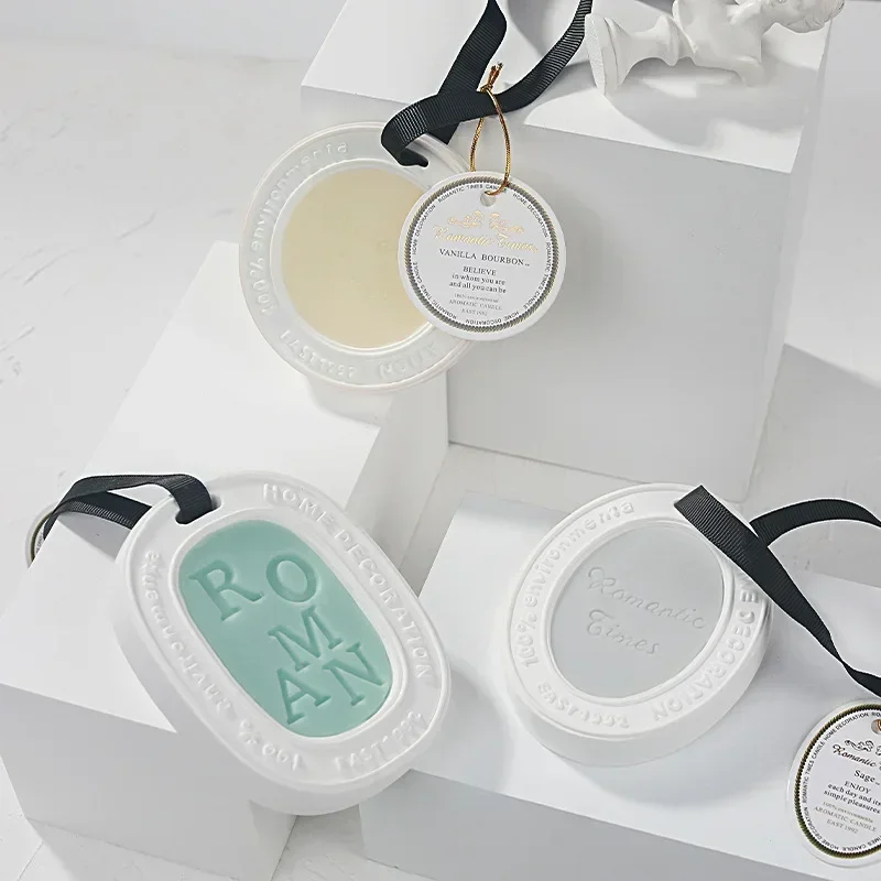 Camellia Aromatherapy Gypsum Wax Tablets Wardrobe Deodorant Car Pendant Solid Balm Aromatic Air Freshener Lasting Fragrance Gift