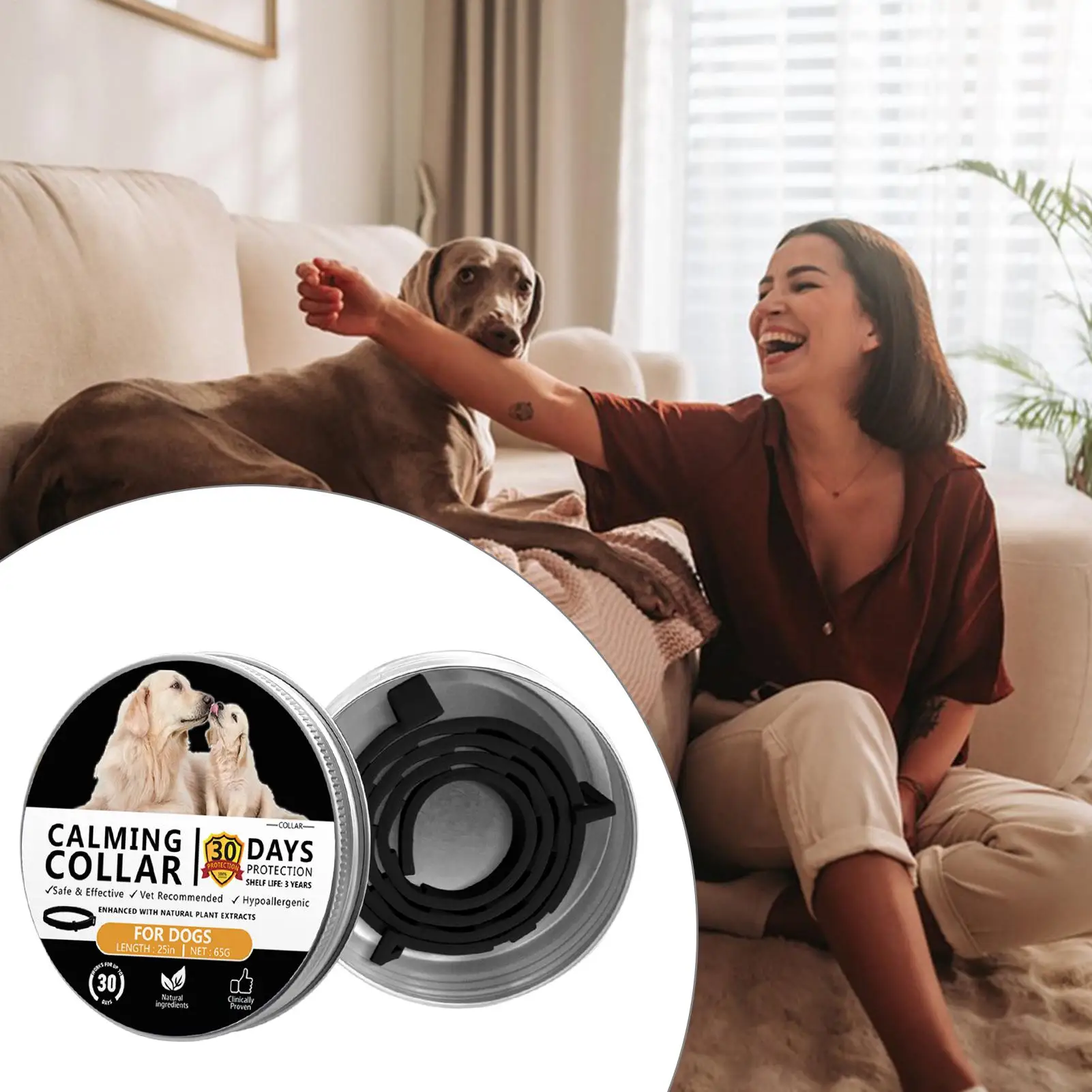 Calming Collar For Dog Flexible Waterproof Trainer 25in Calming Collar For Dog For Travel Stress Grooming Training Security