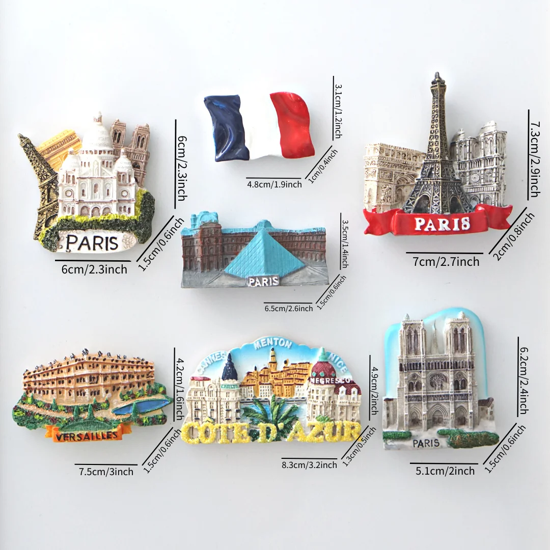 Large Paris France Tourist Fridge Magnet - 70mm X 45mm Plastic Souvenir
