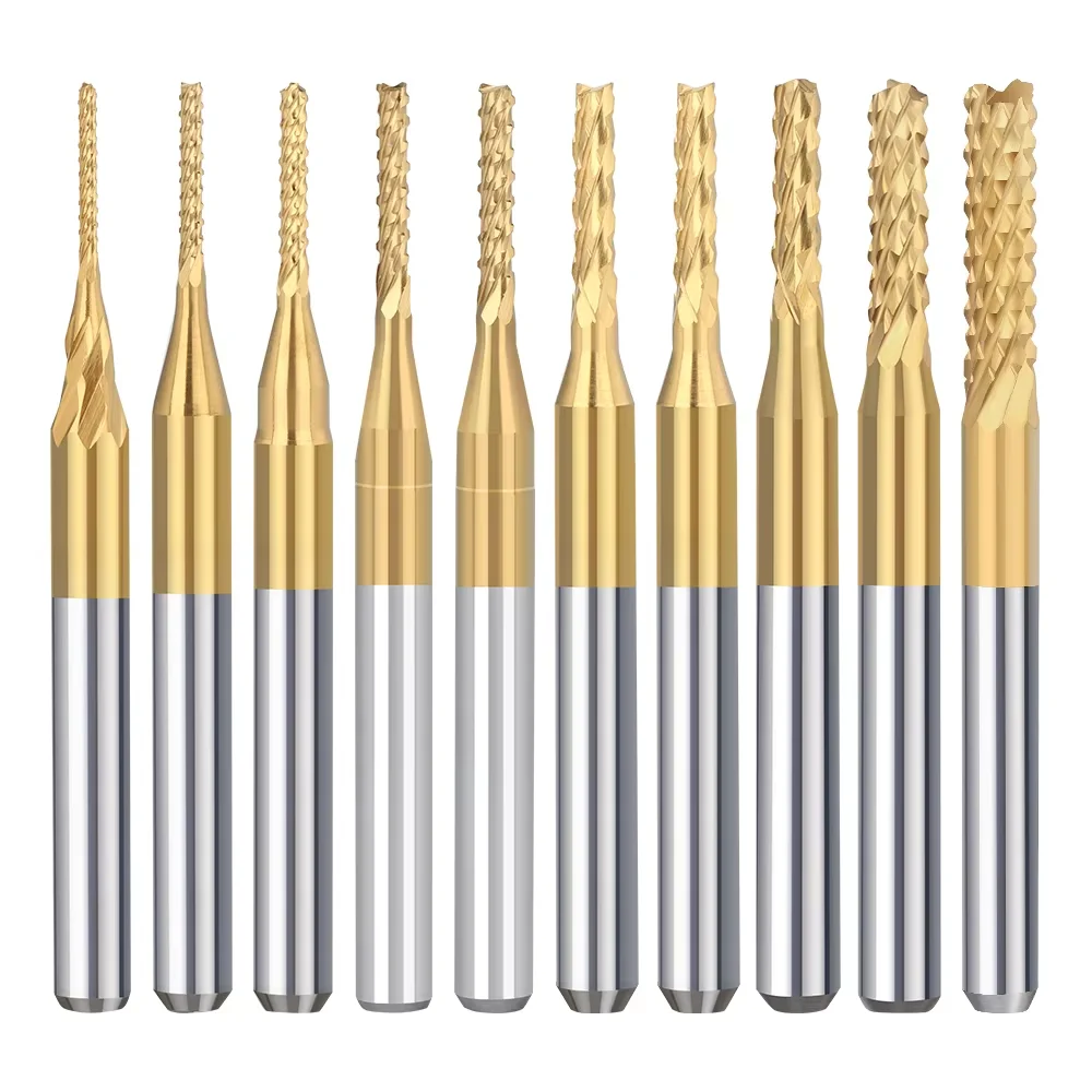 XCAN – Aise à Bout Plat à 2 Cannelures, 0.8-3.175mm, Avec Revêtement En Titane, Tige De 3.175mm, 10 Pièces