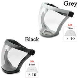 Clear Anti - Fog Protective Face Shield with Filter (Black and grey)