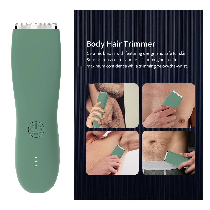 Body Hair Trimmer Shaver for Men Ball Trimmer for Groin Pubic Replaceable Ceramic Blade Groomer Electric Razor Waterproof Clippe 2
