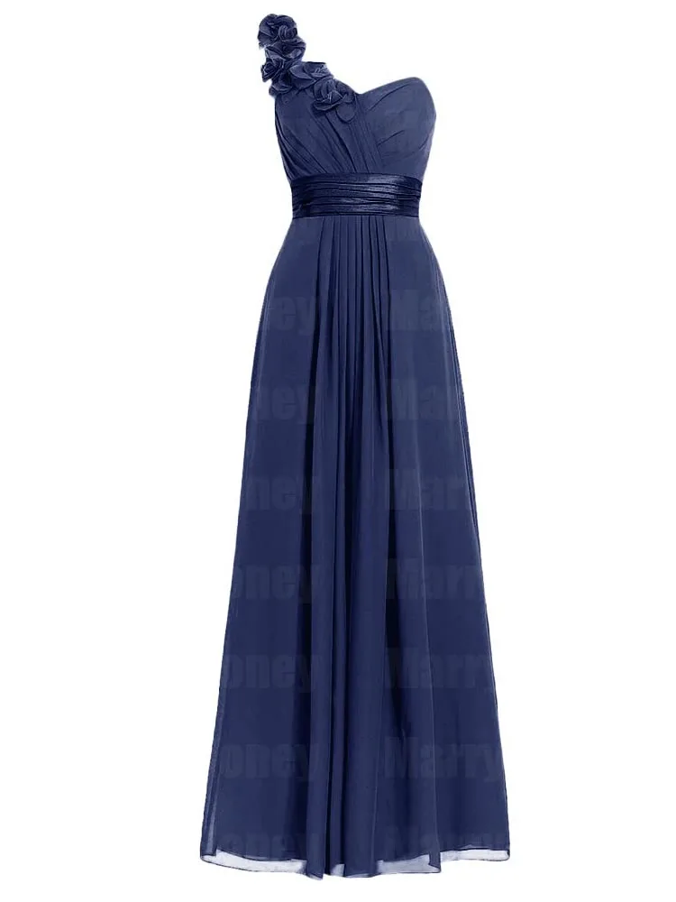 

Women's Floral One Shoulder Bridesmaid Dresses Empire Waist Evening Formal Dress Guest Party for Wedding