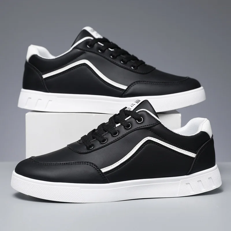 White Vulcanized Sneakers for Men, Flats, Comfortable Shoes, Lace Up, Fashion, Plus Size, 39-48, Autumn, Spring 2