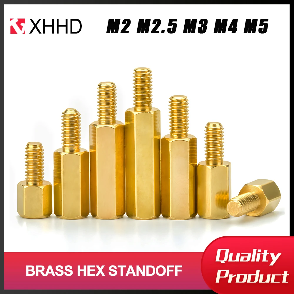 thumbnail image 1 of Brass Motherboard Standoffs Spacing Screw M2 M2.5 M3 M4 M5 Male To Female Board Rack Stud Hex Standoff PCB Support Column Spacer, 1 of 4