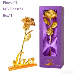 24K Gold - Plated Galaxy Rose with Love Stand - Elegant Gift (Gold)