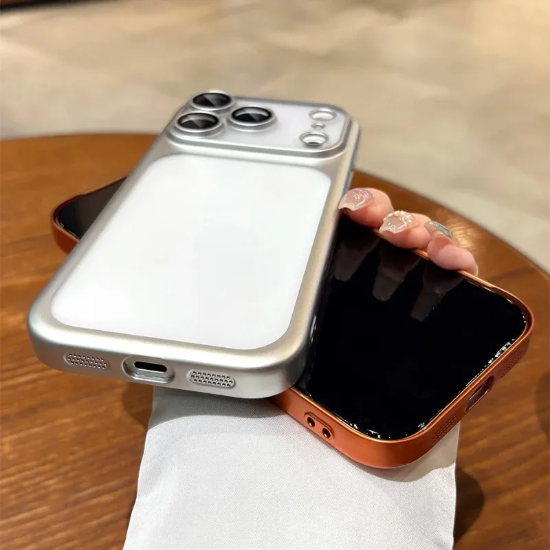 Sleek Translucent Frosted Phone Case with Matte Glass Lens Protector