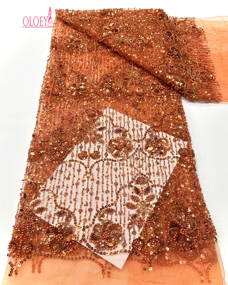 2025 Fashion French Embroidery Beaded Lace Fabric African Nigerian With  Sequins Lace Fabric For Wedding Dress - AliExpress 200000297