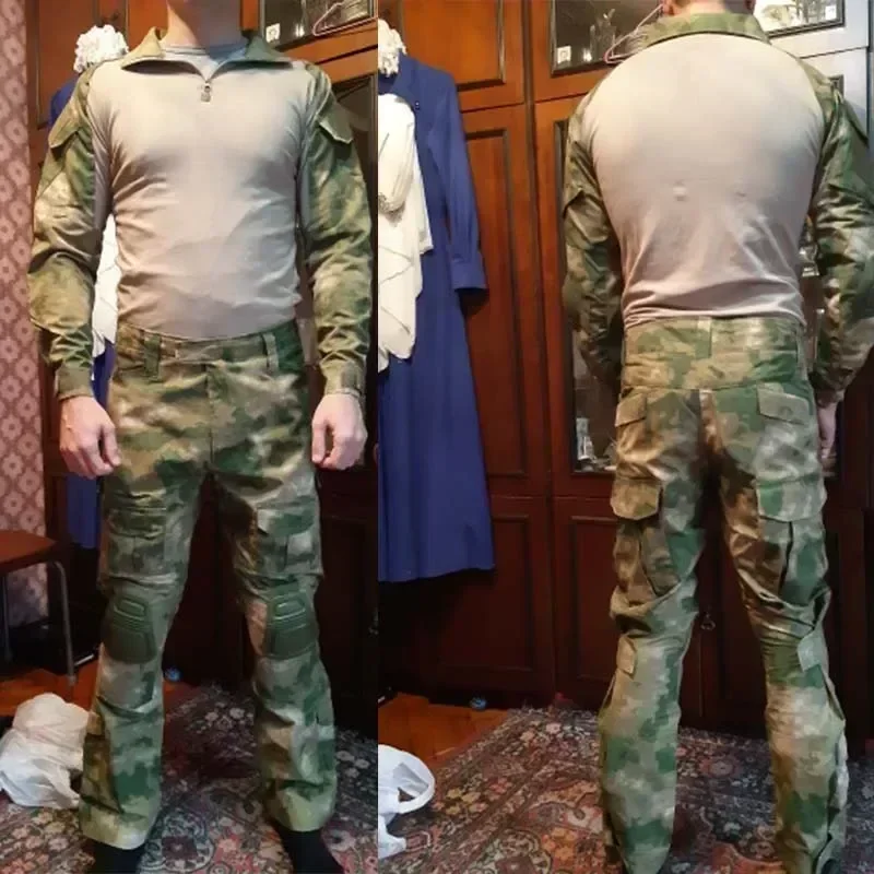 Outdoor Long Sleeve Shirts Combat Shirt 1/4 Zipper Ripstop Cotton Wear-resisting Camo Airsoft Paintball Cotton Tactical Clothing 5