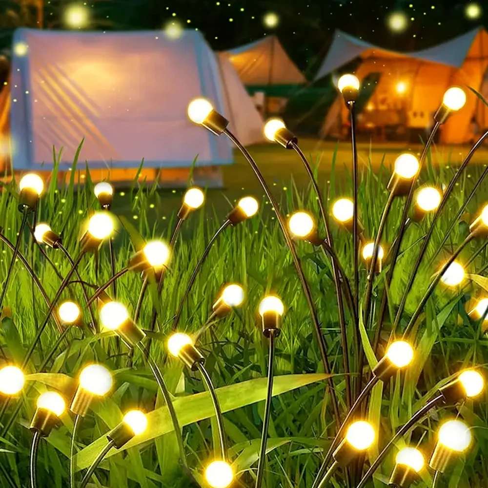 8 Heads LED Solar Firefly Lights Outdoor Garden Decoration Landscape Lights Waterproof Firework Starburst Yard Pathway Lawn Lamp