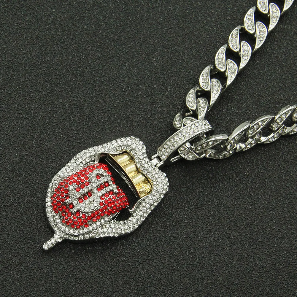 

Hip Hop Rapper Rock Iced Out Cuban Chains Bling Personality Pendant Miami Gold Necklaces Charm Womens Mens Jewelry Choker Gift