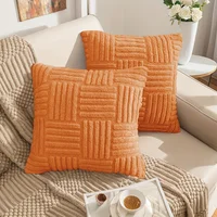 Boho Stripe Geometry Home Decorative Throw Pillow Covers, Soft Plush Couch Pillow Covers, Farmhouse Cushion Covers, 18inx18in 2