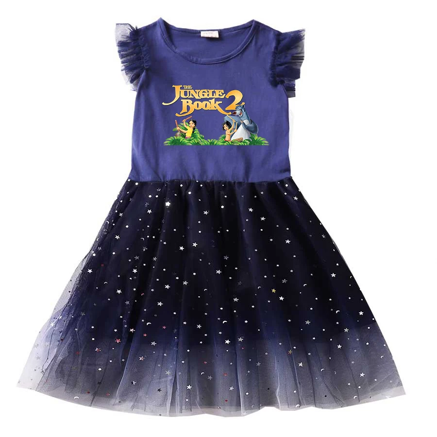 

Disney The Jungle Book Summer Kids Dresses for Girls Kids Cartoon Short Sleeve Princess Dress Children's Prom Mesh Dresses