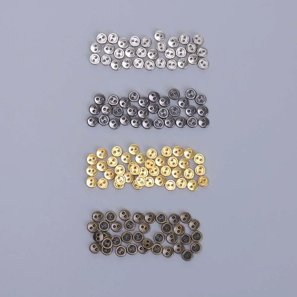 2-Holes 50pcs Metal Handmade Clothing Accessories Round Buttons Sewing Buttons Apparel Sewing Doll Button