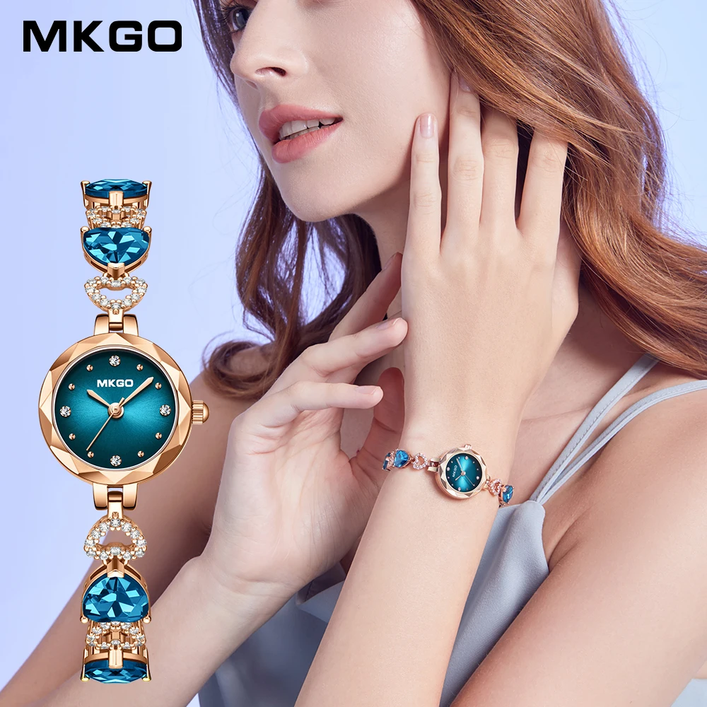 MKGO Women's Watches Rose Gold Bracelet Watch For Woman Luxury Ladies Dress Wristwatch Quartz Stainless Steel Clock Reloj hombre 6