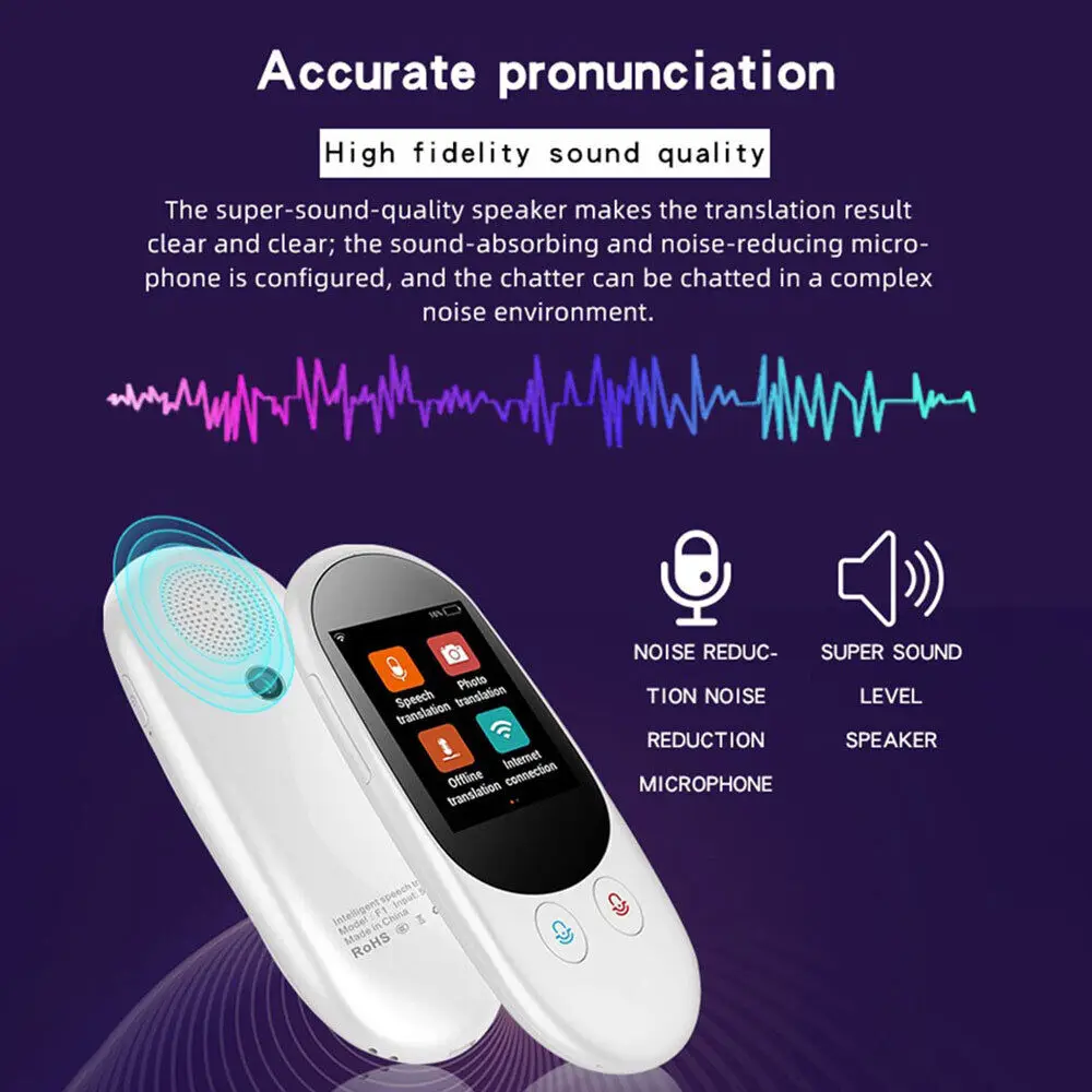 Voice Translator Language Translator F1 Smart Instant Voice Offline Translator Support 126 Languages Real Time Multi-Languages 1GB+4GB Translation Tool Portable