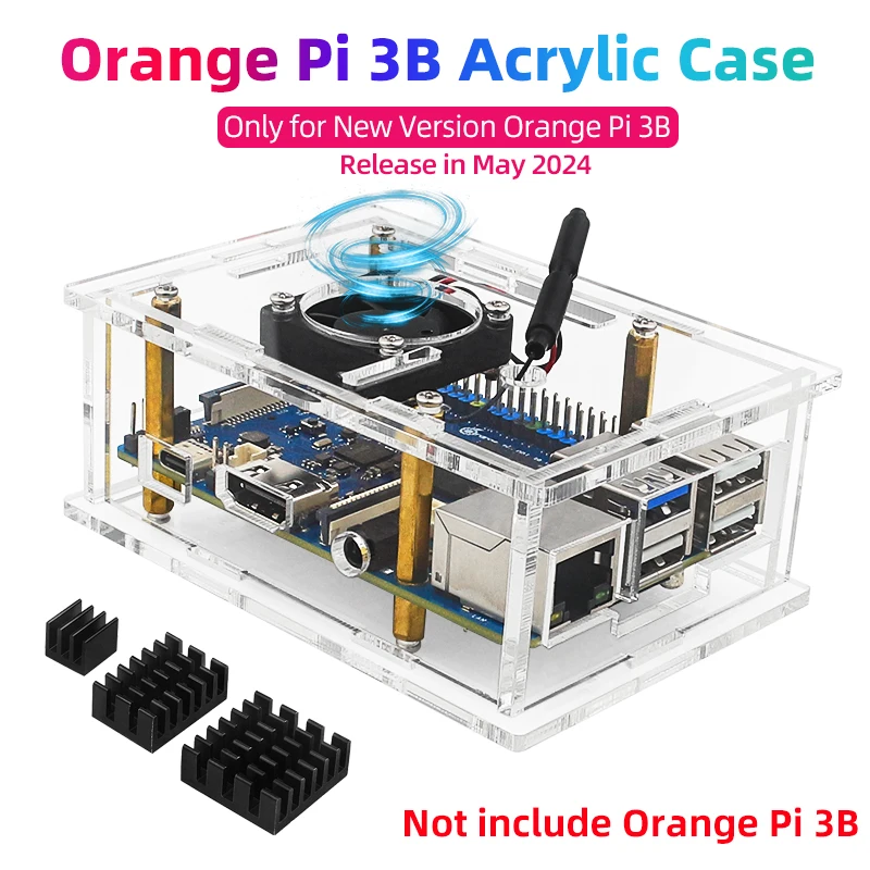새로운 Orange Pi 3B 쉘 투명 아크릴 케이스 지원 OPI 3B용 냉각 옵션..
