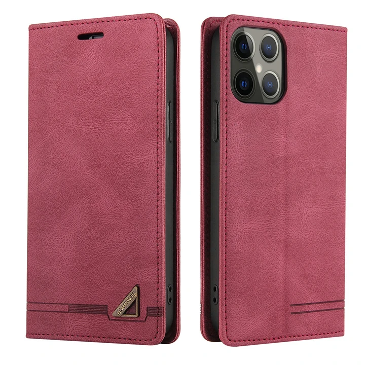 Premium RFID Leather Flip Case with Card Slots and Textured Book-Style Cover