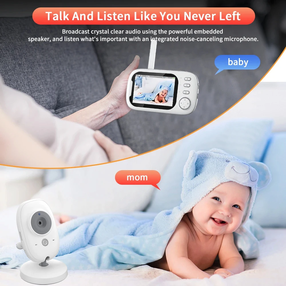 Bebe Moniteur 3.2pouces Lcd Couleur Babyphone Video Ecoute Bebe