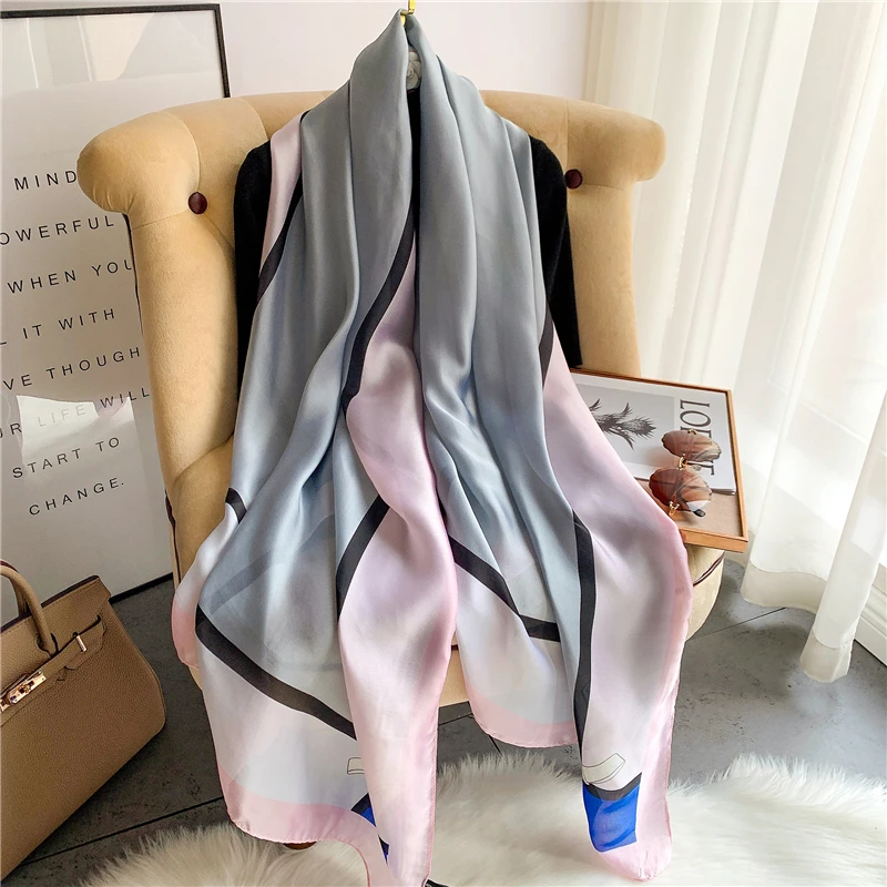 Spring New Warm Silk Scarf Women Print Pashmina Travel Beach Stoles Foulard Female Muslim Hijab Shawl Wrap Echarepe Accessores