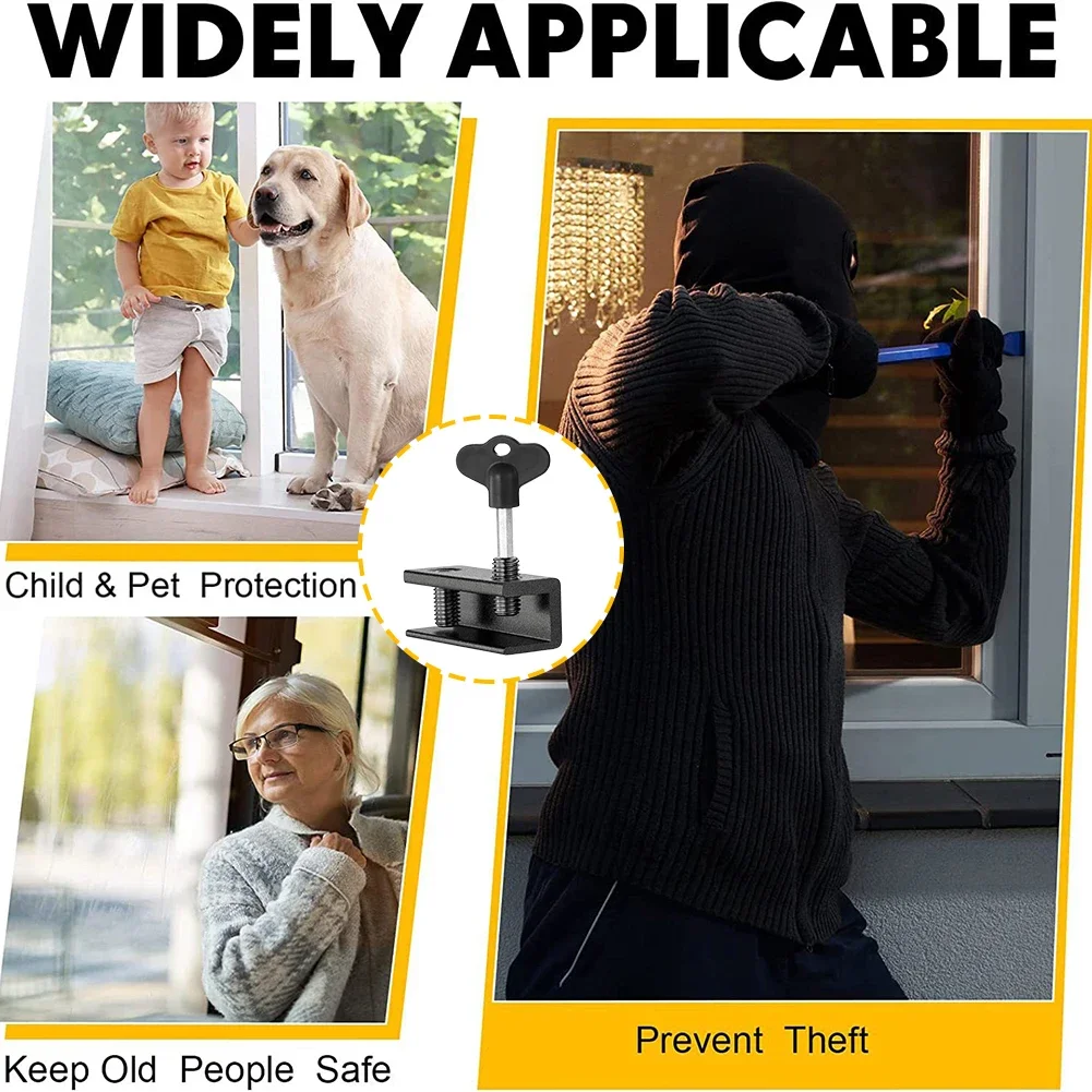 Door Frame Security Lock with Key Wrench Window Limit Stop Locks Aluminium Alloy Door Window Limiter Lock Kid/Children Guards