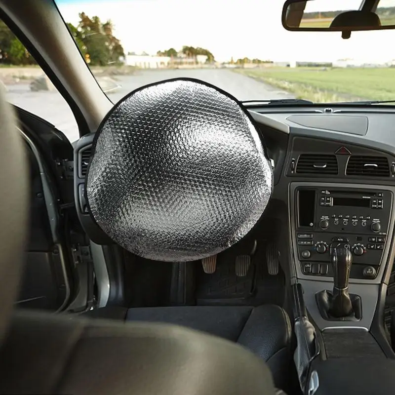 Aluminum Foil Car Steering Wheel Cover Sunshade Sun Protection Visor Insulation Foldable Cooling Steering Wheel Sun Shade Cover