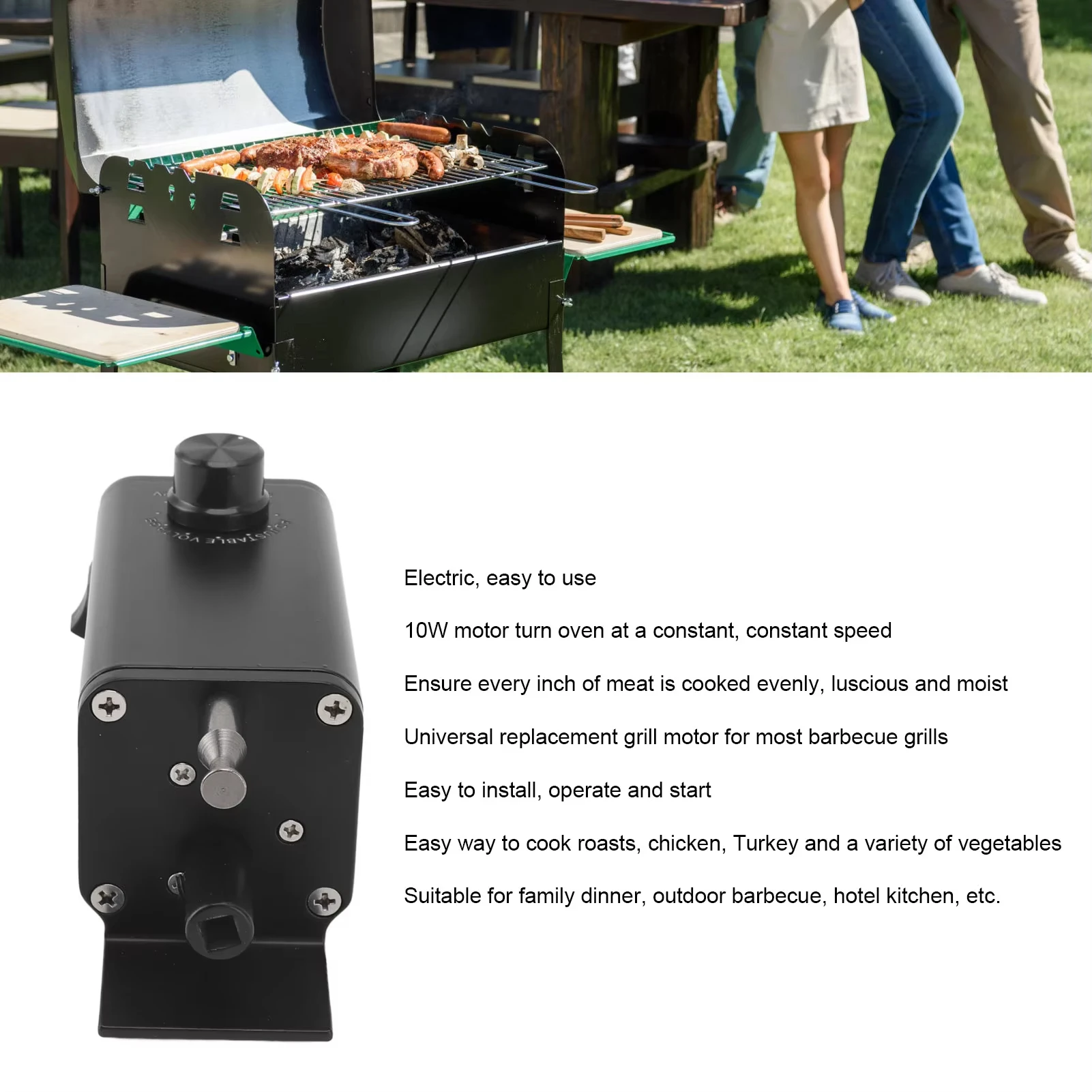 Barbecue Rotisserie Motor 5V-12V Adjustable Speed High Torsion BBQ Grill with USB Cable for Camping And Kitchen