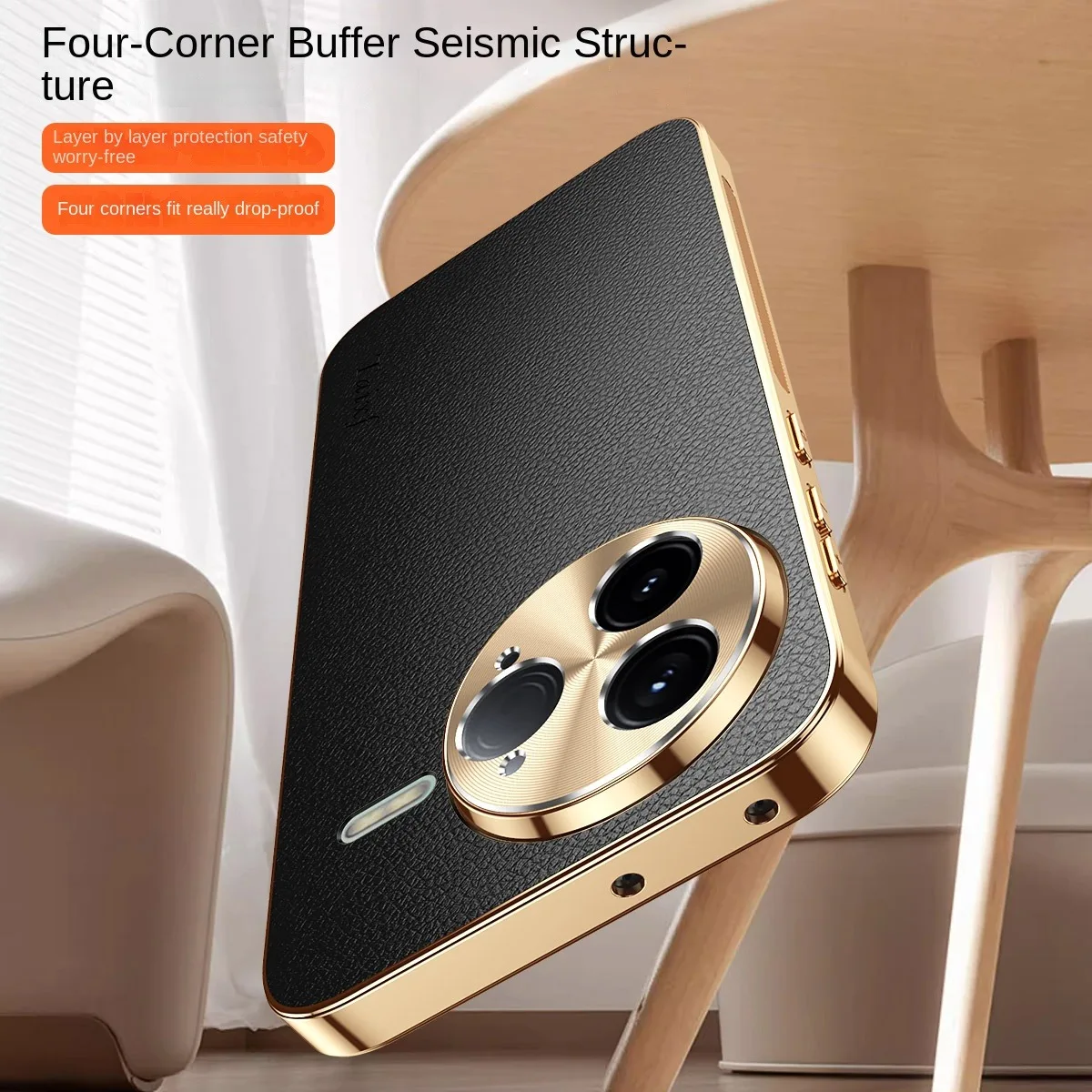 Luxury PU Leather Plating Lens Protective Back Cover Case - Premium Phone Shell