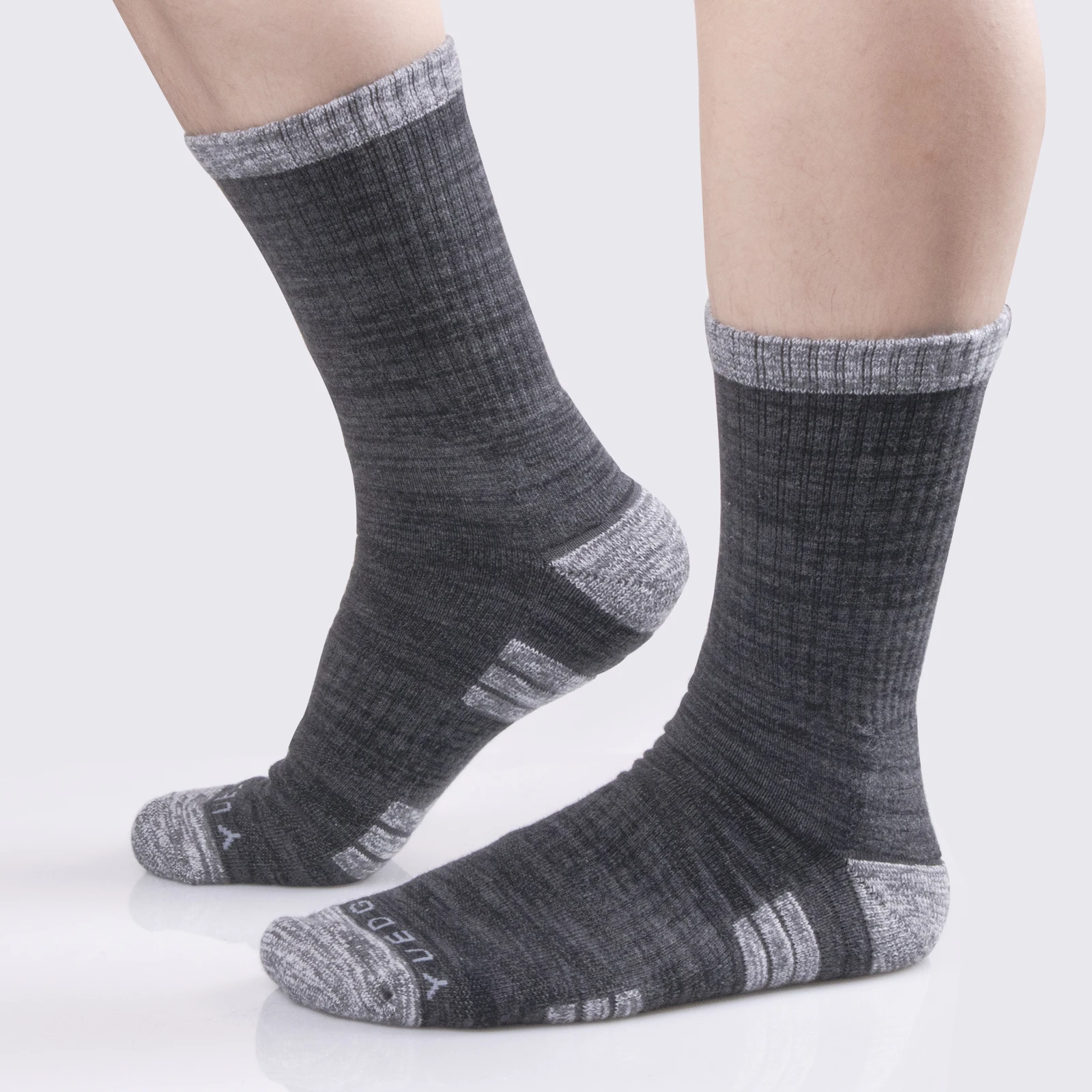 YUEDGE Men's Terry Cushion Cotton Crew Socks Outdoor Hiking Walking Backpacking Trekking Athletic Sports Socks 37-46 EU 5 Pairs