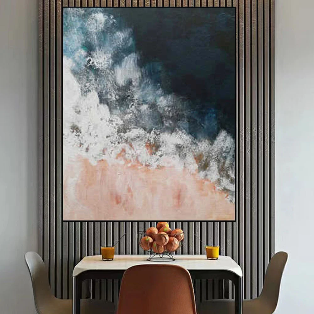 

Pure Hand-Painted Coastal Abstract Canvas Oil Painting Living Room Family Minimalism Study Closet Porch Modern Wall Art
