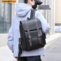 HOMEFISH Men Backpack PU Leather Bagpack Large Laptop Backpacks Male Mochilas Black Schoolbag For Teenagers Boys Brown Sac A Dos 2