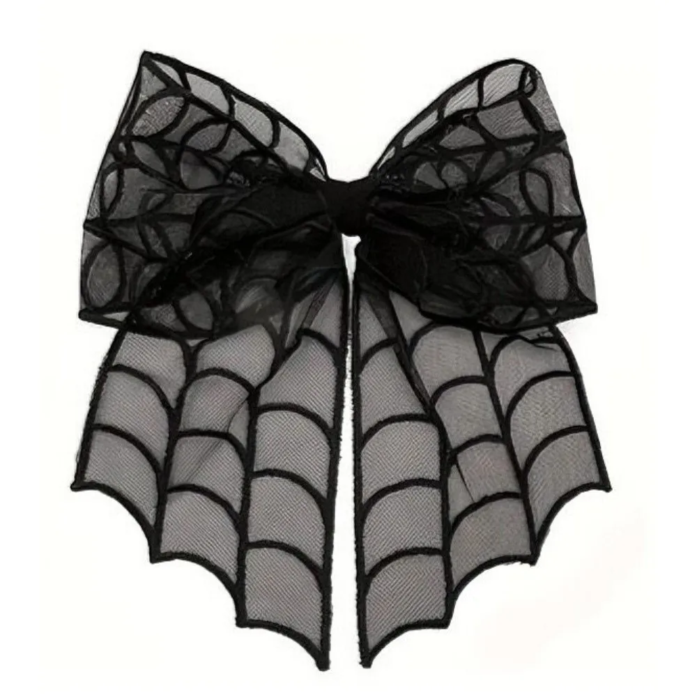 Kreative Stern Spinnennetz Haarspange Federclip Gothic Fledermaus Kopf Schleier Schwarz Elegante Halloween Haarnadel Hochzeit – Detail 10