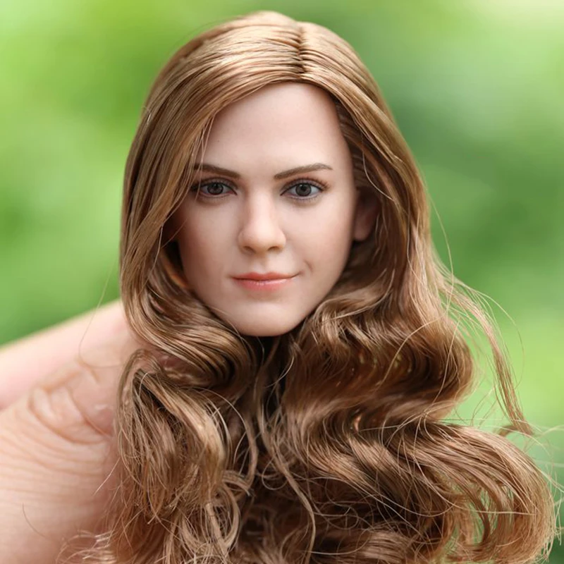 

1/6 Golden Long Curls Hair Emma Watson Head Sculpt Carving for 12"Femal Soldier Action Figure Body Model Doll