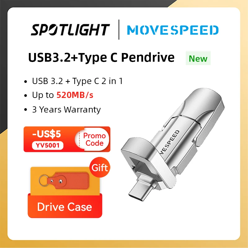 MOVESPEED USB Flash Drive In 520 MB/s USB Kecepatan Tinggi 3.2 Gen  Pen Drive 1TB 512GB 256GB OTG Tipe C Pendrive untuk Ponsel PC AliExpress