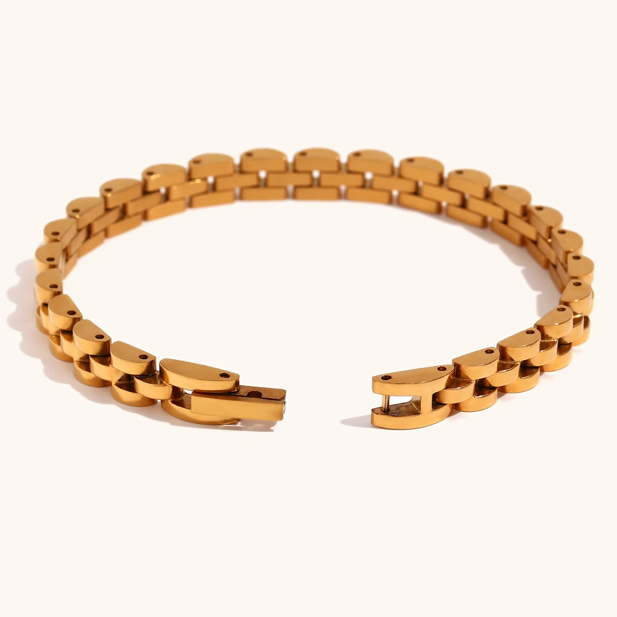 Elegant 6mm Gold-Plated Stainless Steel Chain Bracelet for Women - Luxury Waterproof Jewelry
