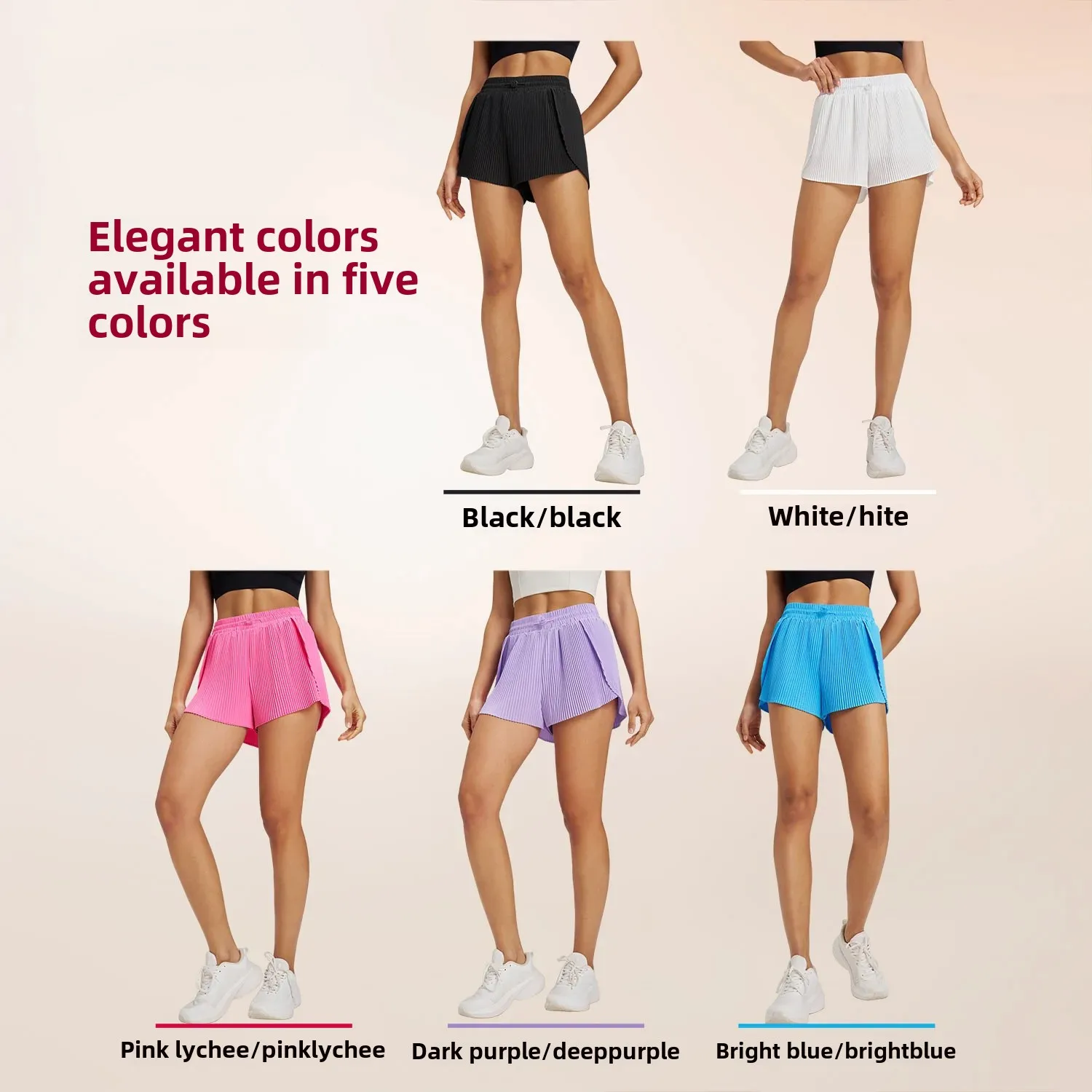 Outdoor Fitness Yoga Shorts Women's Loose Lower Body Three-quarter Length Breathable Quick-dry Fake Two-pieced Pleated Skirt Pan