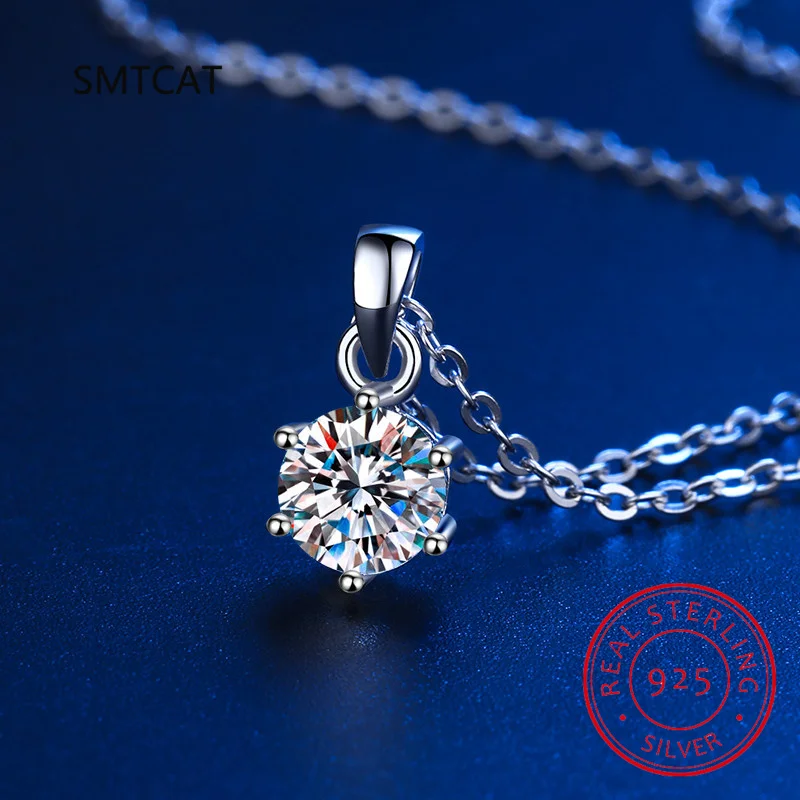 Six Claw D Color 1/2/3/5/10 Carat Moissanite Pendant Necklace Women S925 Silver Plate Pt950 Wedding Bridal Jewelry pendant necklace silver necklace moissanite necklace silver pendant