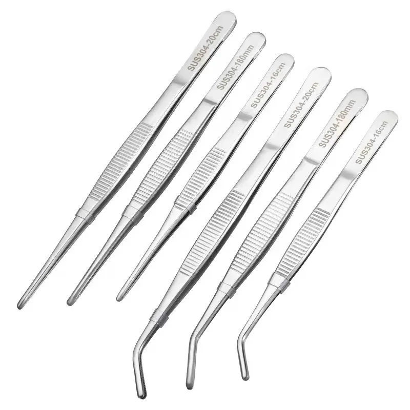 Tweezer Tool Stainless Multifuctional Steel Elbow Tweezers Aquarium Clip Long Tongs Medical Tweezers Forceps Pet Feeding Tools Non-slip