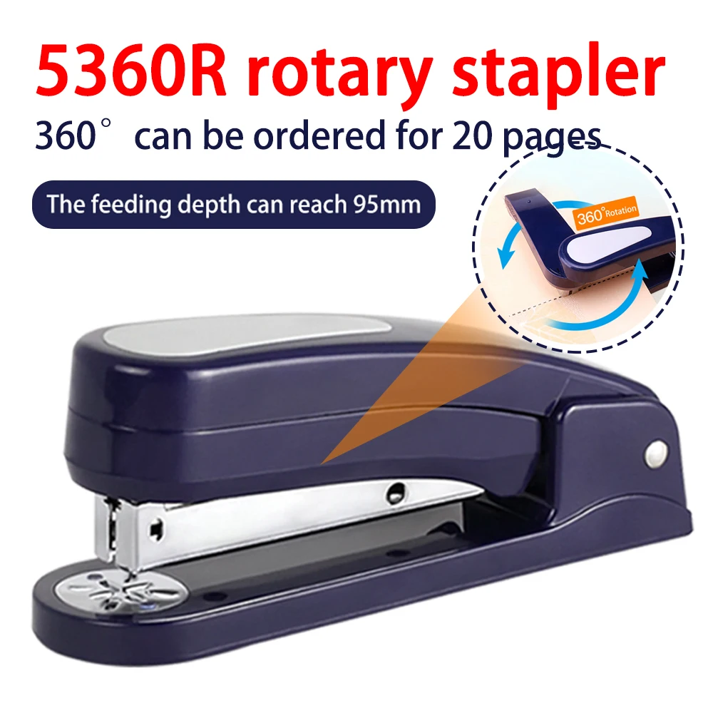 360 rotatable Heavy Duty Stapler Use 24/6 Staples Effortless Long Stapler School Paper Staplers Office Bookbinding Supplies hand stapler metal stapler rotary stapler dual mode stapler rotatable stapler