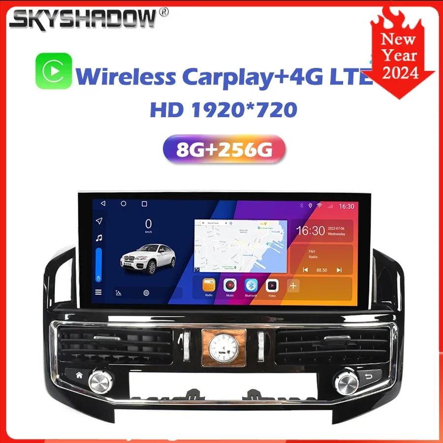 

QLED 1920*720 Carplay Auto Android 13.0 8G+256G Car DVD Player GPS WIFI Bluetooth Radio For TOYOTA LAND CRUISER LC200 2008-2020