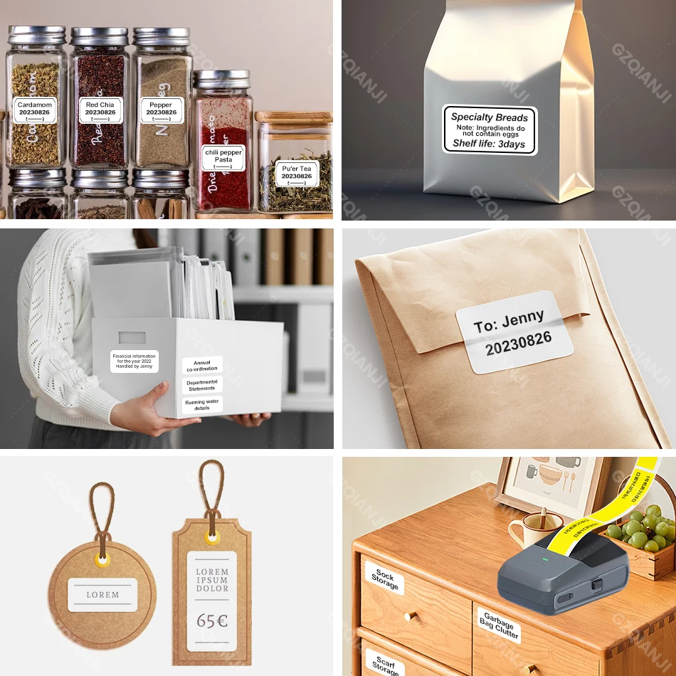 Thermal Label Printer Portable Handheld Labels Maker Bluetooth Barcode QR Code Sticker Paper Rolls Labeller Pure White Tag