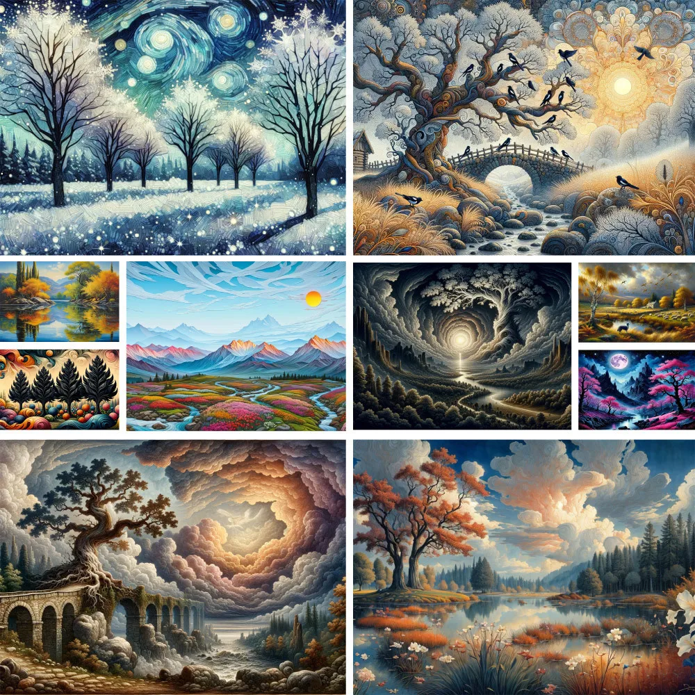 Landschaft Sonnen untergang gedruckt 11ct Kreuz stich DIY Stickerei Kit dmc Fäden Handarbeit Hobby Nähen Stricken gezählt Design Zahnseide