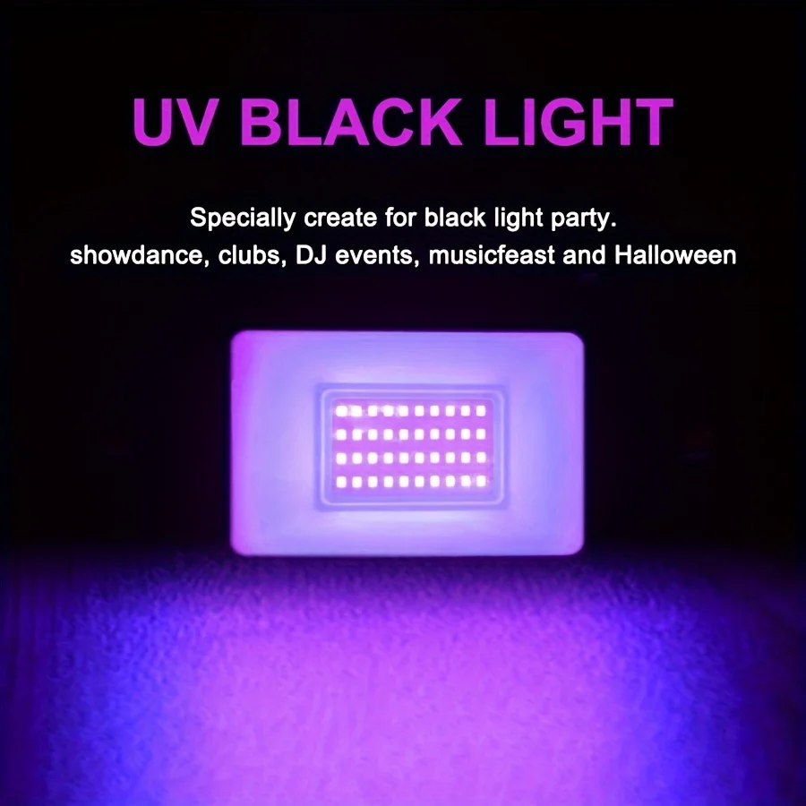 30W LED UV 스포트라이트 385-400nm UV 투광 조명, 파티, DJ, 축제 조명용 스위치가 있는 형광 무대 조명 UV 효과