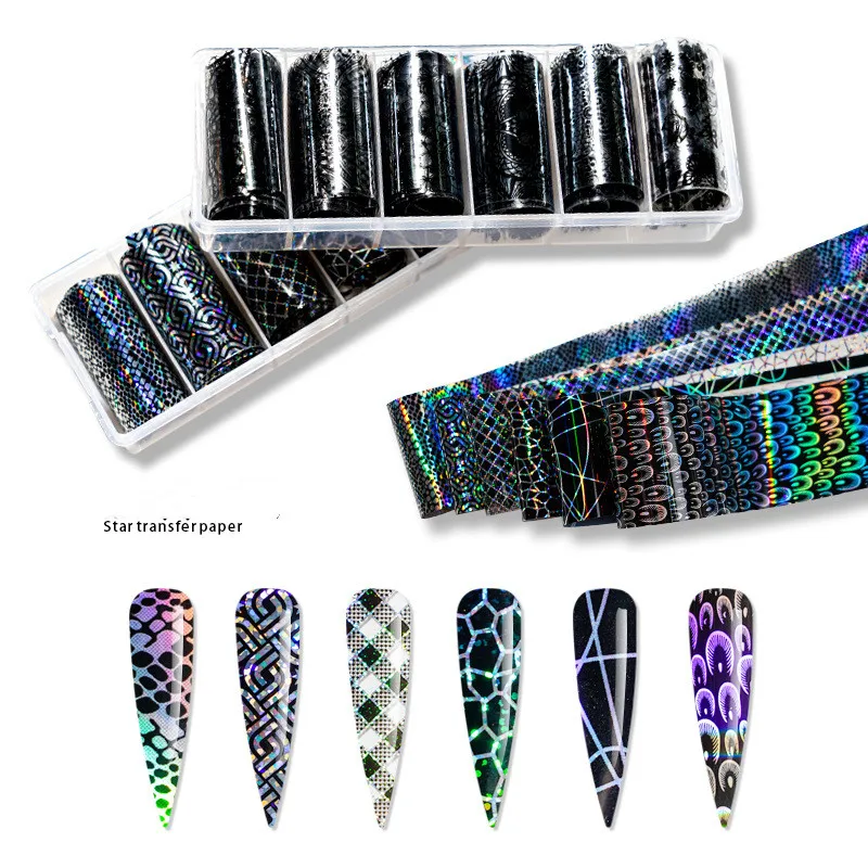 Переводная Фольга для дизайна ногтей 6 шт./кор. наклейки переводной бумаги