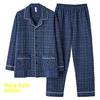 Men's Sleepwear Set Thickened 100% Pure Cotton Air Cotton Winter Layered Cotton Home Clothes Long Sleeve Long Pants Home Use
