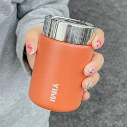Mini 230ml Stainless Steel Portable Vacuum Flask Mug - Fashionable Pocket-Size Thermal Water Bottle Tumbler - 230ml (Orange)