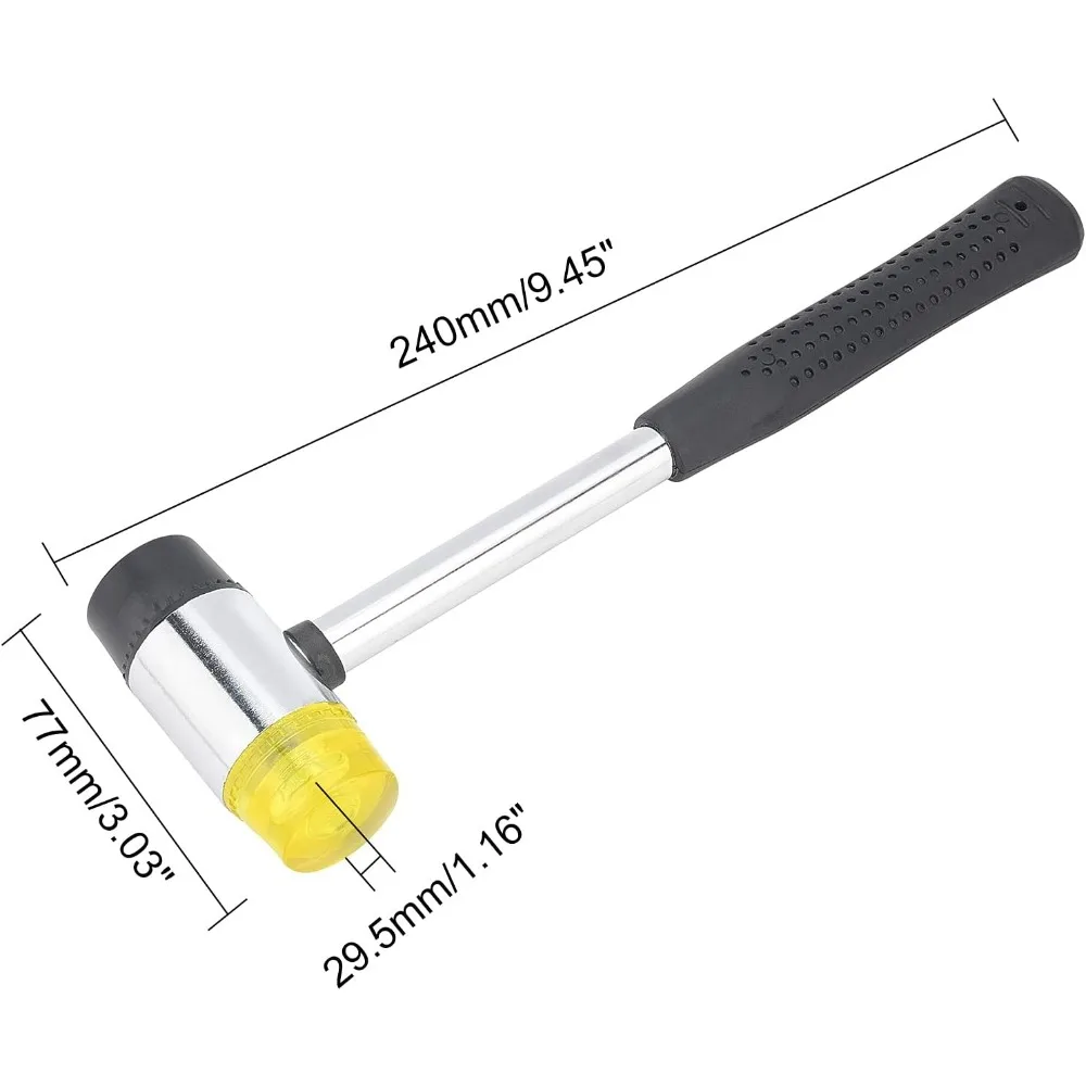 5 Pack Rubber Mallet 30mm Double-Faced Soft Hammer with Soft Non-Slip Rubber Handle for Jewelry Leather Crafts Installation