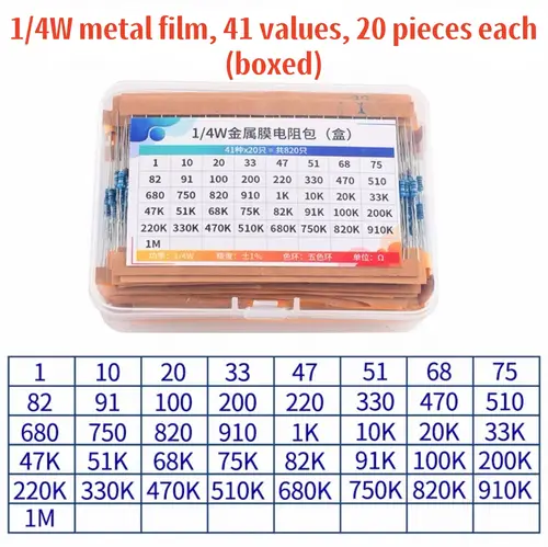 1/4W 1/2W 1W 2W 3W Resistor Set Resistance 1% 1/4W 1/2W 1W 2W 3W Metal Film Resistors Kit Ohm Electronic Components Kit - Image 9